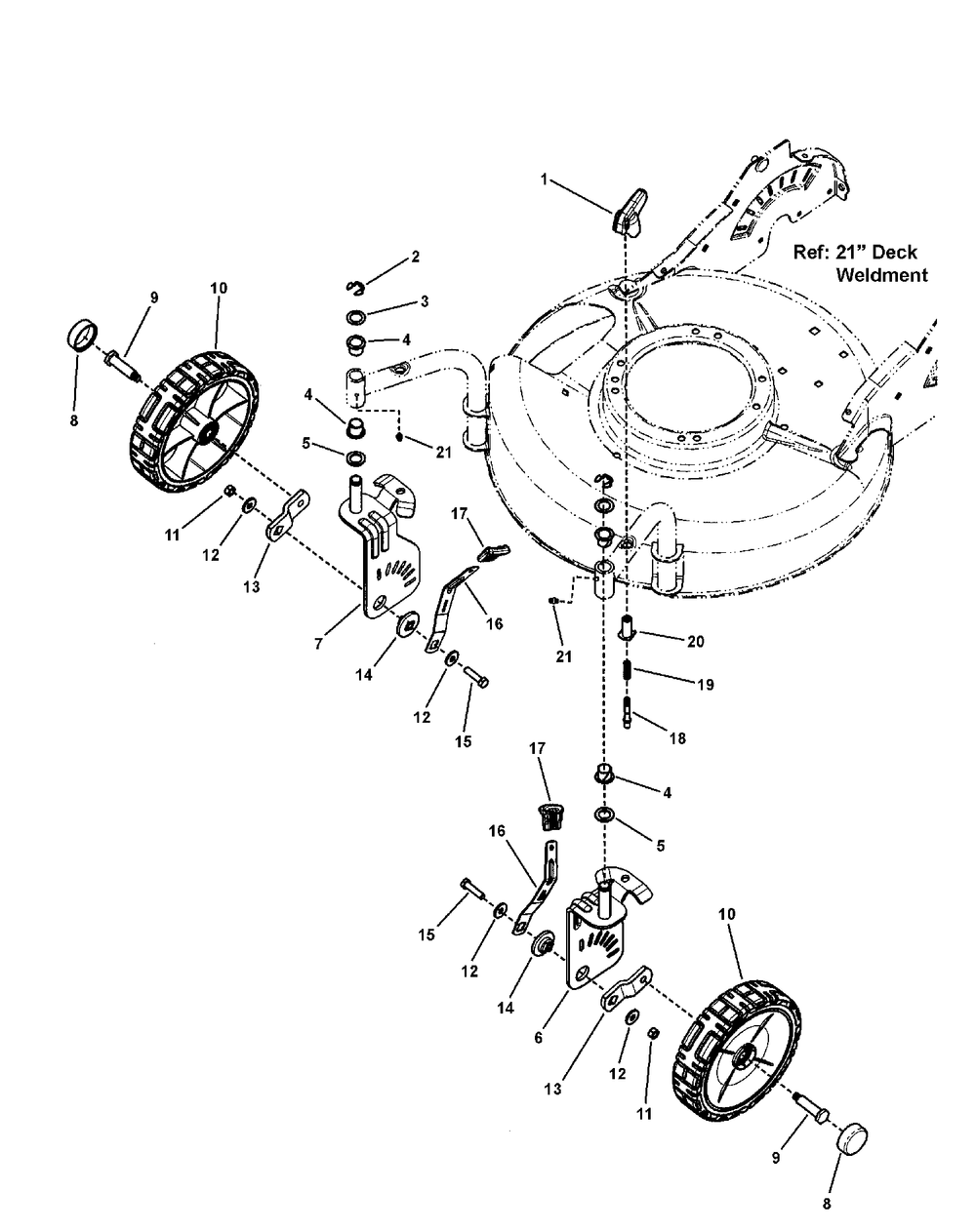 Front Wheels Group Diagram and Parts List for 7800670-BBRS219BS 2010 Briggs and Stratton Lawn Mower